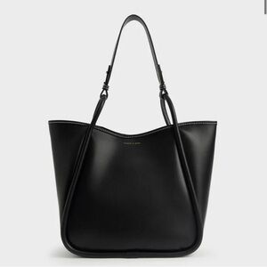 Charles and Keith Tubular Slouchy Tote Bag in Black